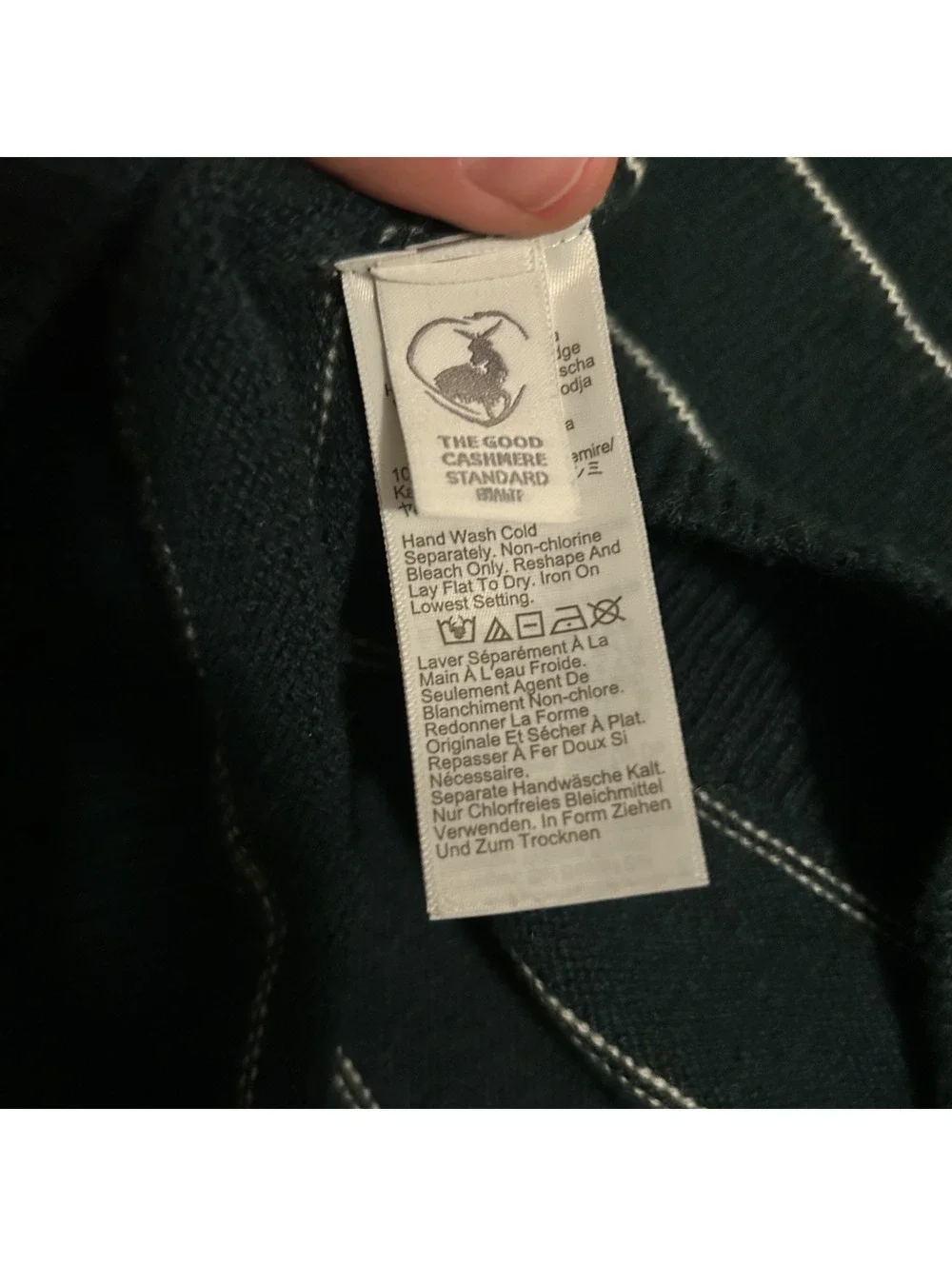 J.Crew Men's Midnight Green Stripe 100% Cashmere Crewneck Sweater Size Large